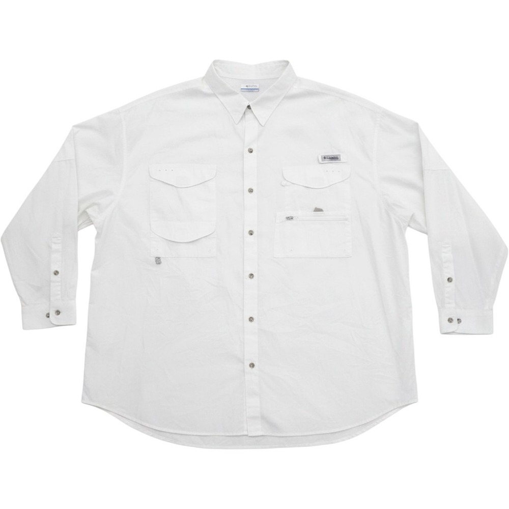 Columbia PFG Shirt Mens 4X Vented‎ Fishing White Long Sleeve Omnishade Button Up